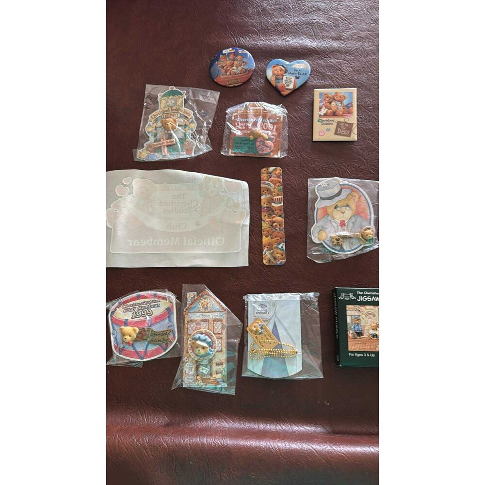 Lot of 12 Cherished Teddies Members Pins Puzzle Book Mark